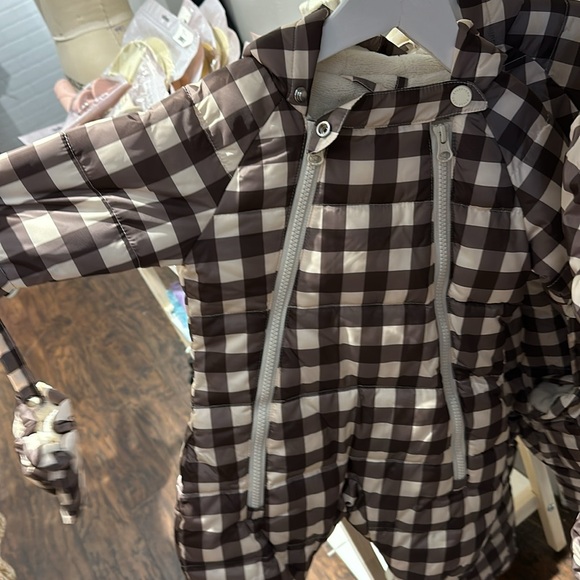 new rylee and cru snow puffer suit charcoal check - Picture 2 of 3